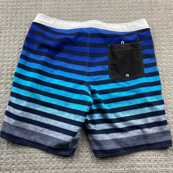 American Eagle Swim Trunks Adult Men XL Blue Striped Bathing Suit Board Shorts - Picture 2 of 14